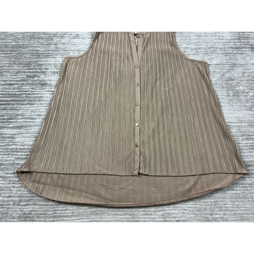 French Laundry Top Womens Large‎ Brown Sleeveless Button Up Lace Polyester - Picture 3 of 10
